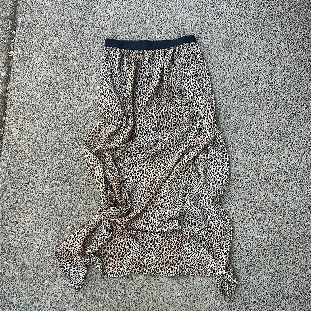 H&M Leopard Ruched Maxi Skirt Size 4